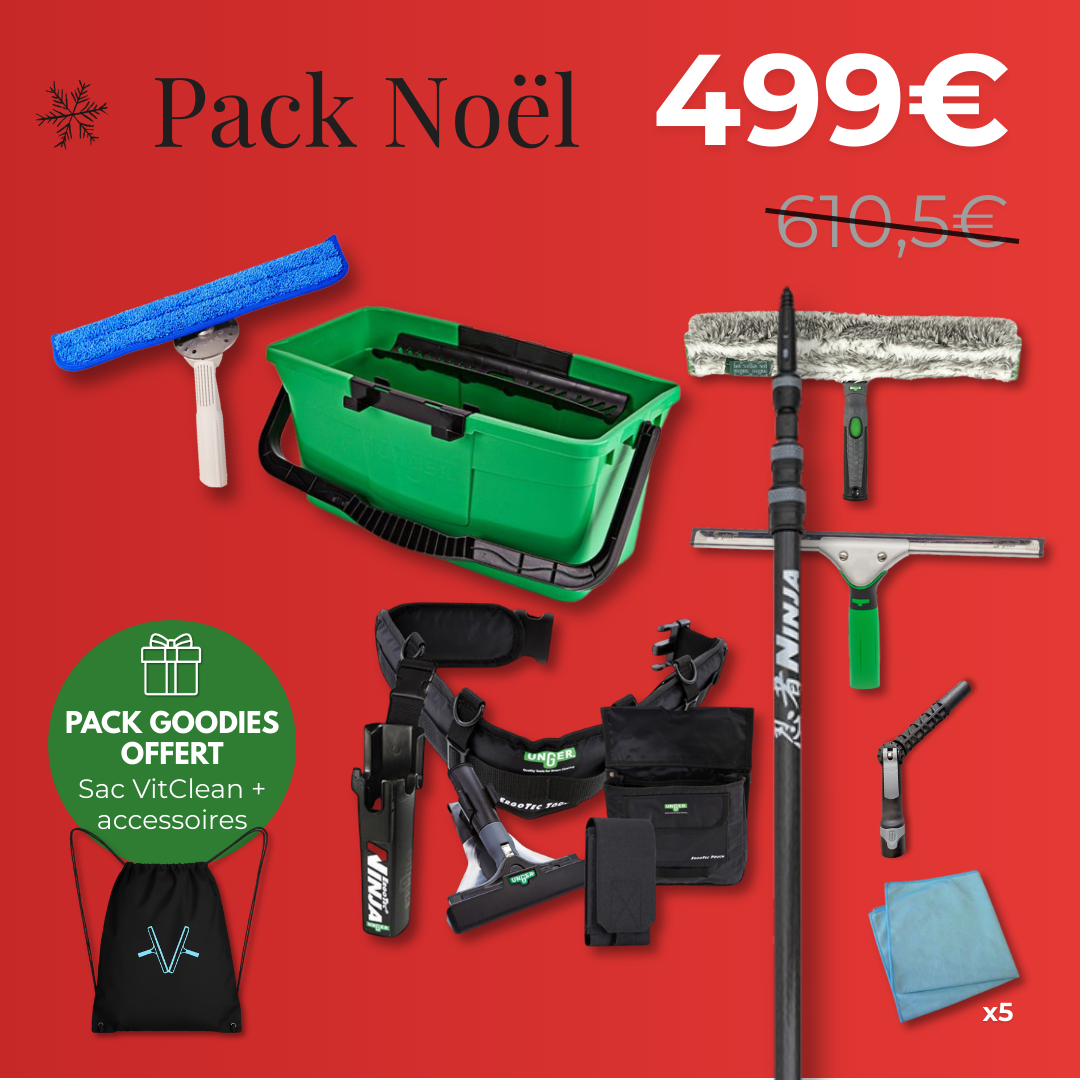 Pack Noël – Kit professionnel complet pour le nettoyage de vitres (Unger & Wagtail)